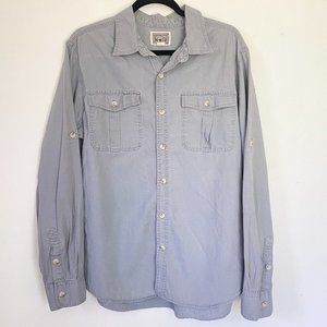 Converse One Star Mens Button Down Shirt Pockets with Buttons, Size L